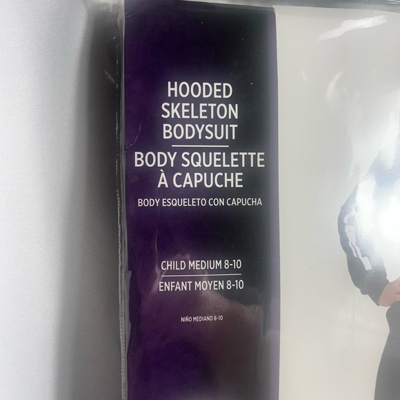 Hooded Skeleton Bodysuit Halloween Costume Unisex Kids Size M 8-10 NWT - Picture 2 of 4